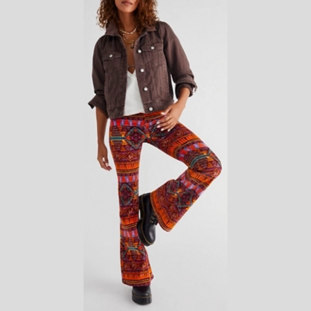 Pull On Corduroy Printed Flares